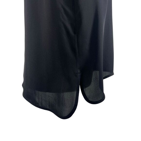 The Kooples Short Sleeve Blouse Size Medium Black Silk Zip Front Too - Picture 10 of 11